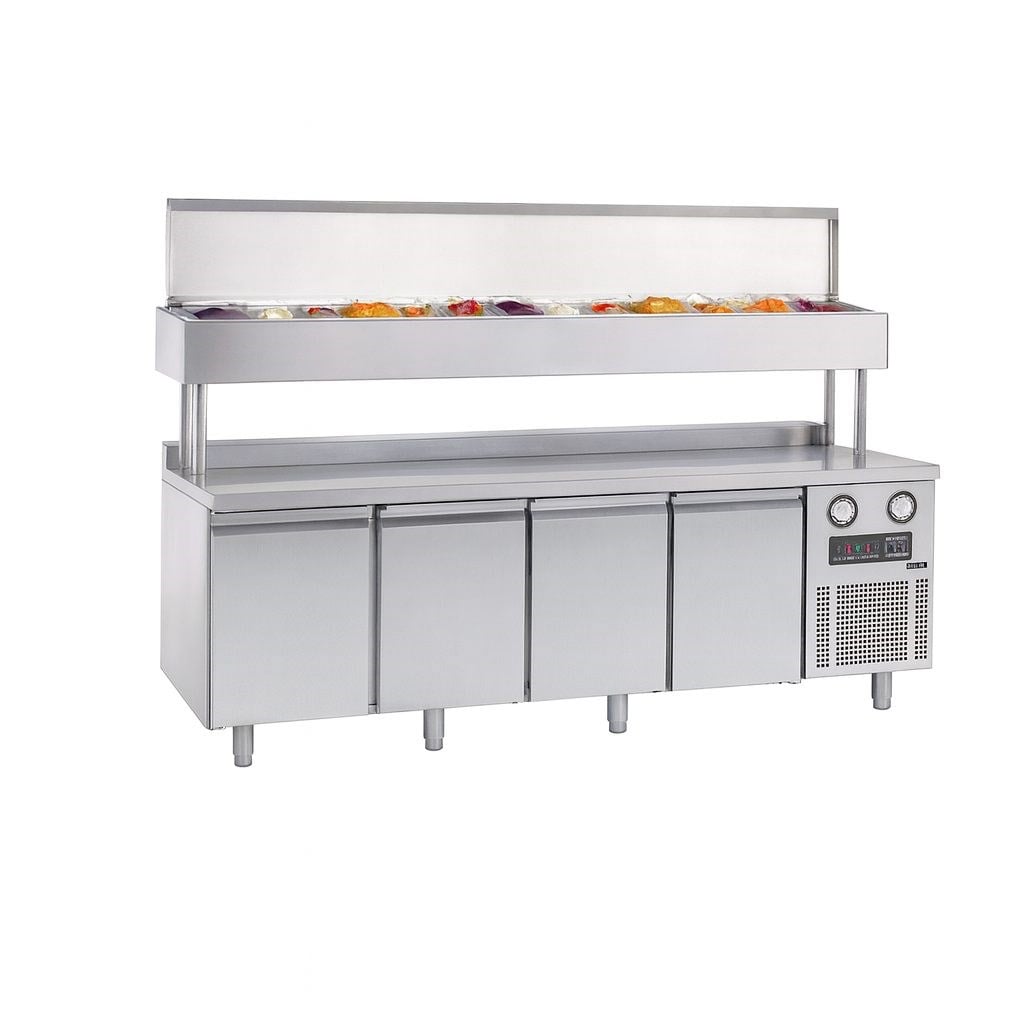 Frenox  233x70x142 cm.12 Adet 1/3 x150 GN Küvet Kapasiteli Yükseltilmiş Make-Up,Pizza Hazırlık Dolabı CGN4-YM-R290