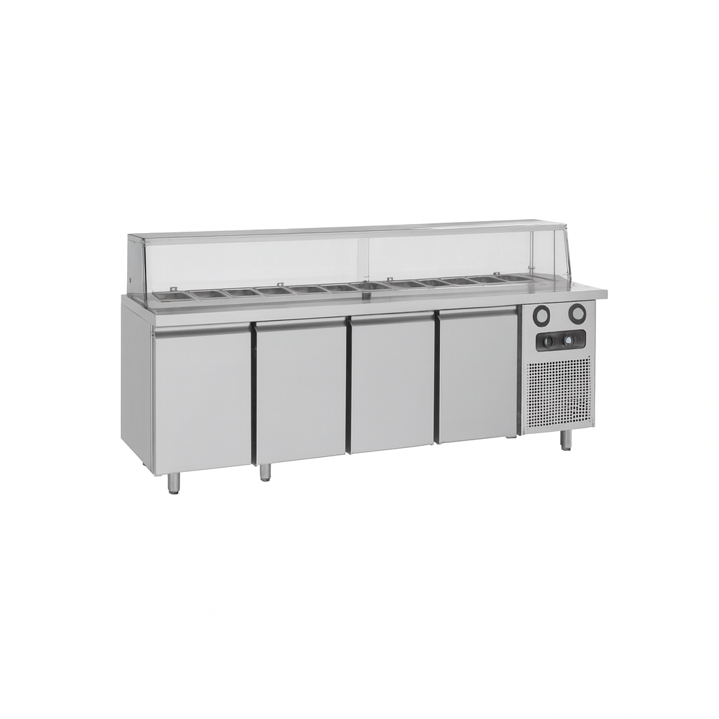 Frenox 233X80X85 cm. 12x1/3x150 GN Küvet Kapasiteli Yatay Servis Buzdolabı,Sushi Ünitesi SHS4-R290