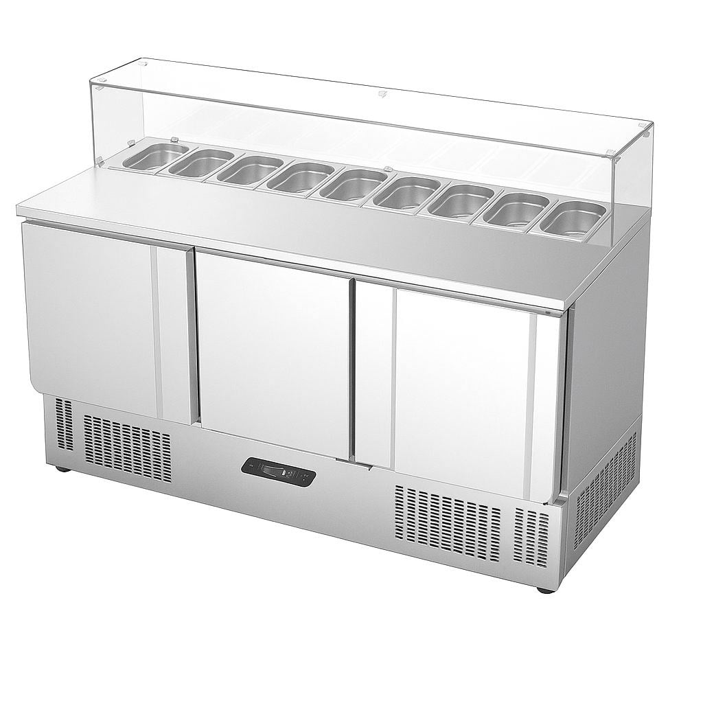 Ndustrio Tezgah Tip 3 Kapı Snack Camlı Saladbar  SLD 6160 GC