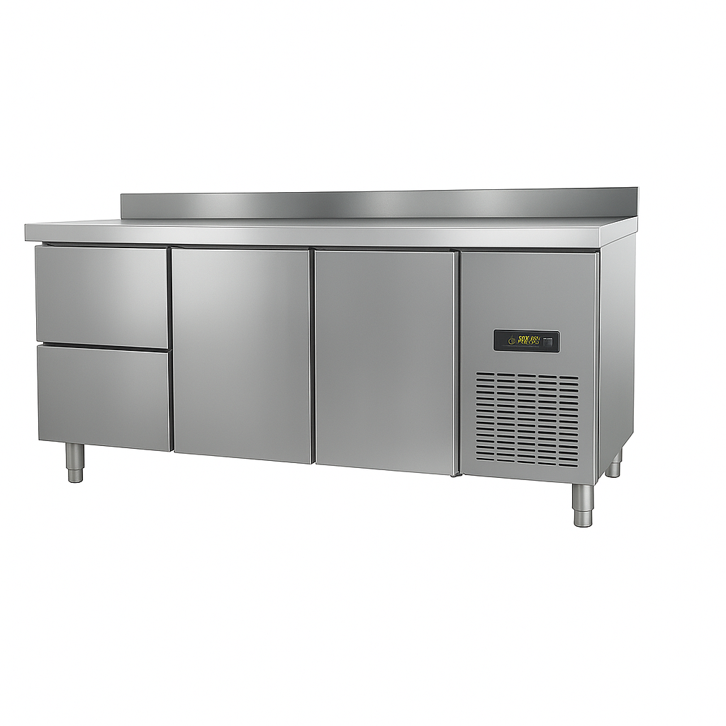 Ndustrio TPS-63-2D Tezgah Tip Snack Buzdolabı, 2 Çekmeceli, 2 Kapılı