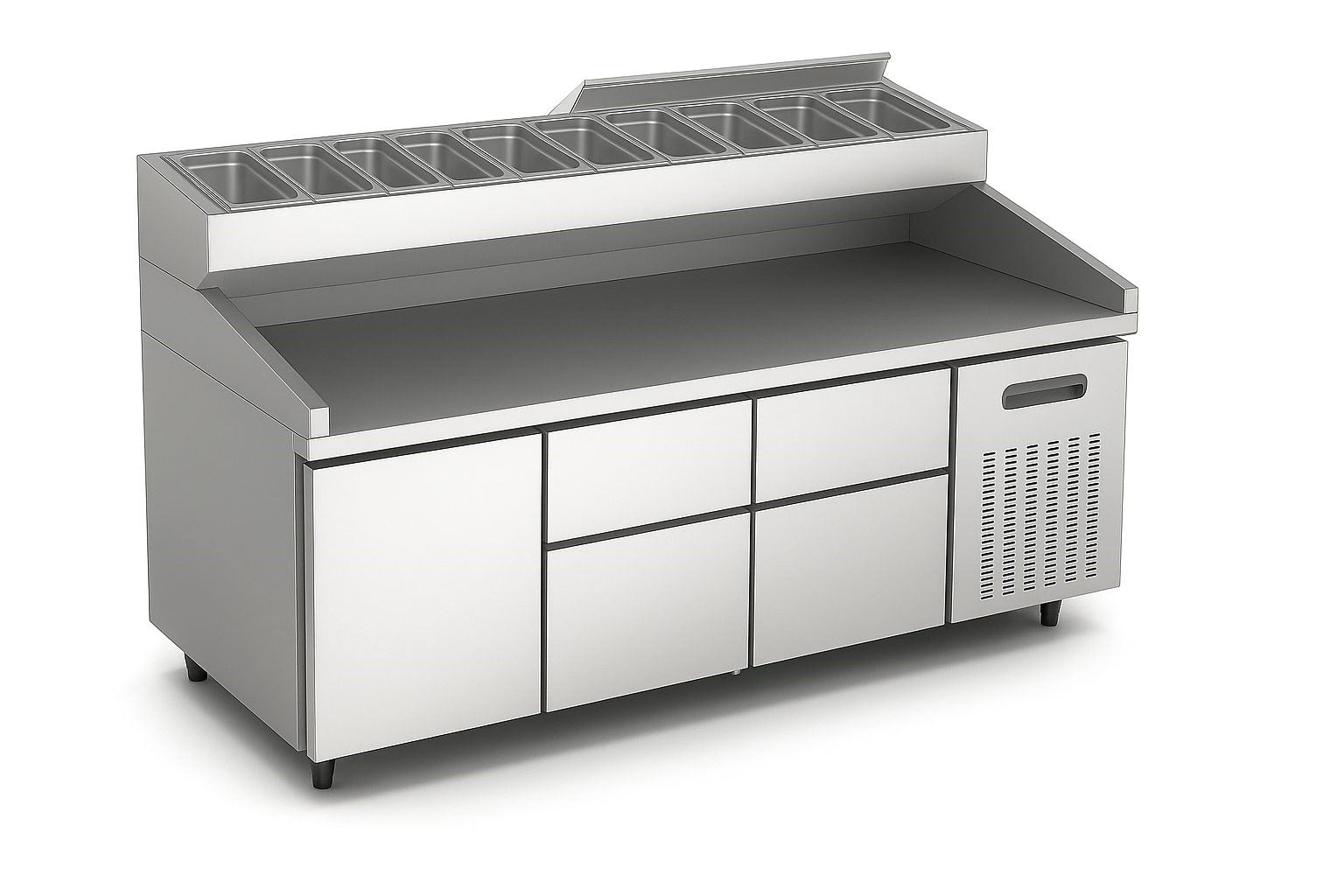 Ndustrio Yüksek Ayaklı 4 Çekmece 1 Kapılı Make-Up Dolap, 2000x800x850/1100 mm, MUR-83- HL-4D