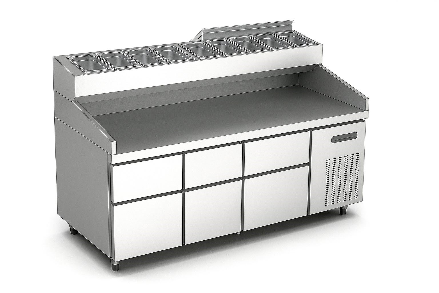 Ndustrio Yüksek Ayaklı, 6 Çekmeceli Make-Up Dolap, 2000x800x850/1330 mm, MUR-83-HL-6D