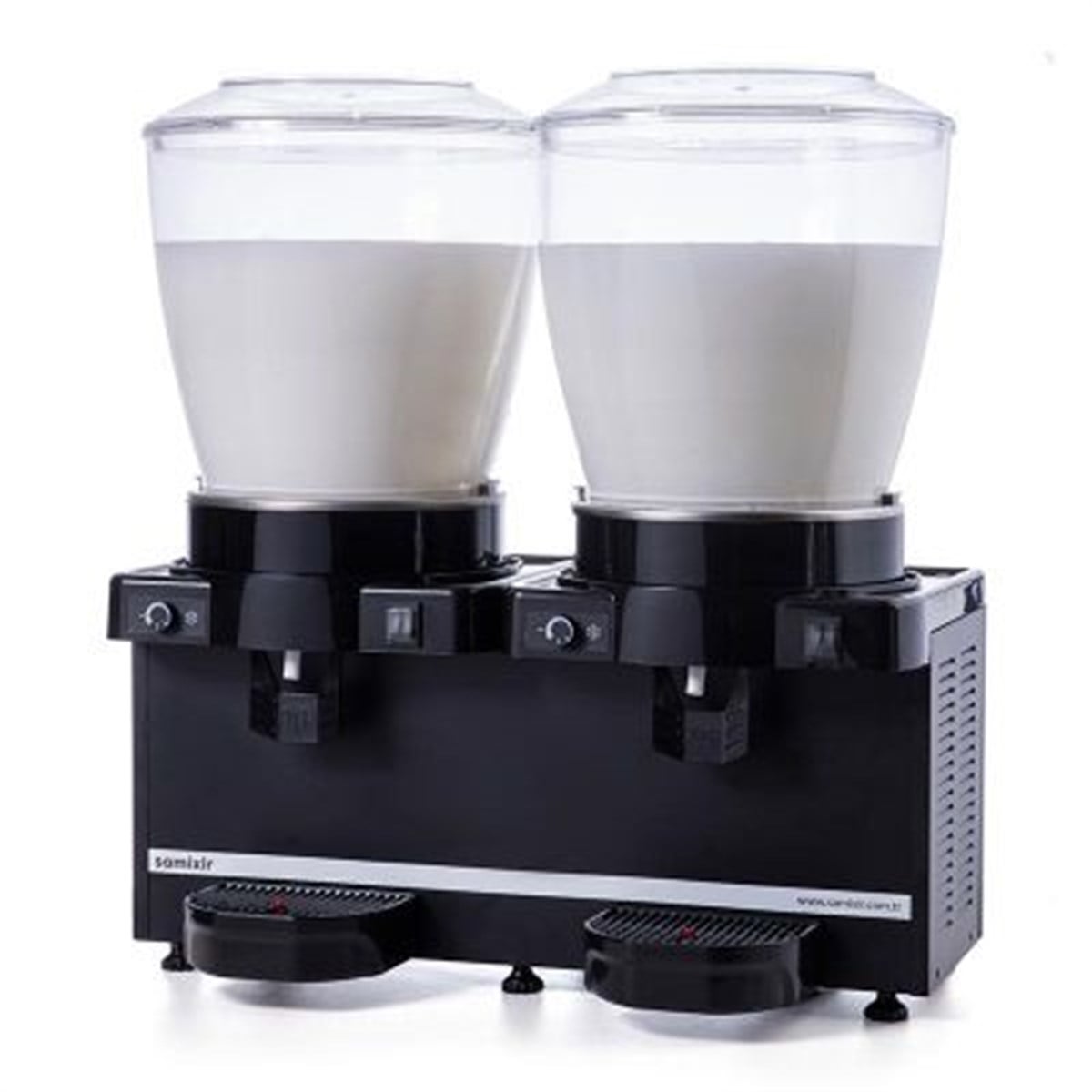 Samixir Twin Karıştırıcılı Soğuk İçecek Dispenseri, 22+22 L, Panoramik, Analog, Siyah