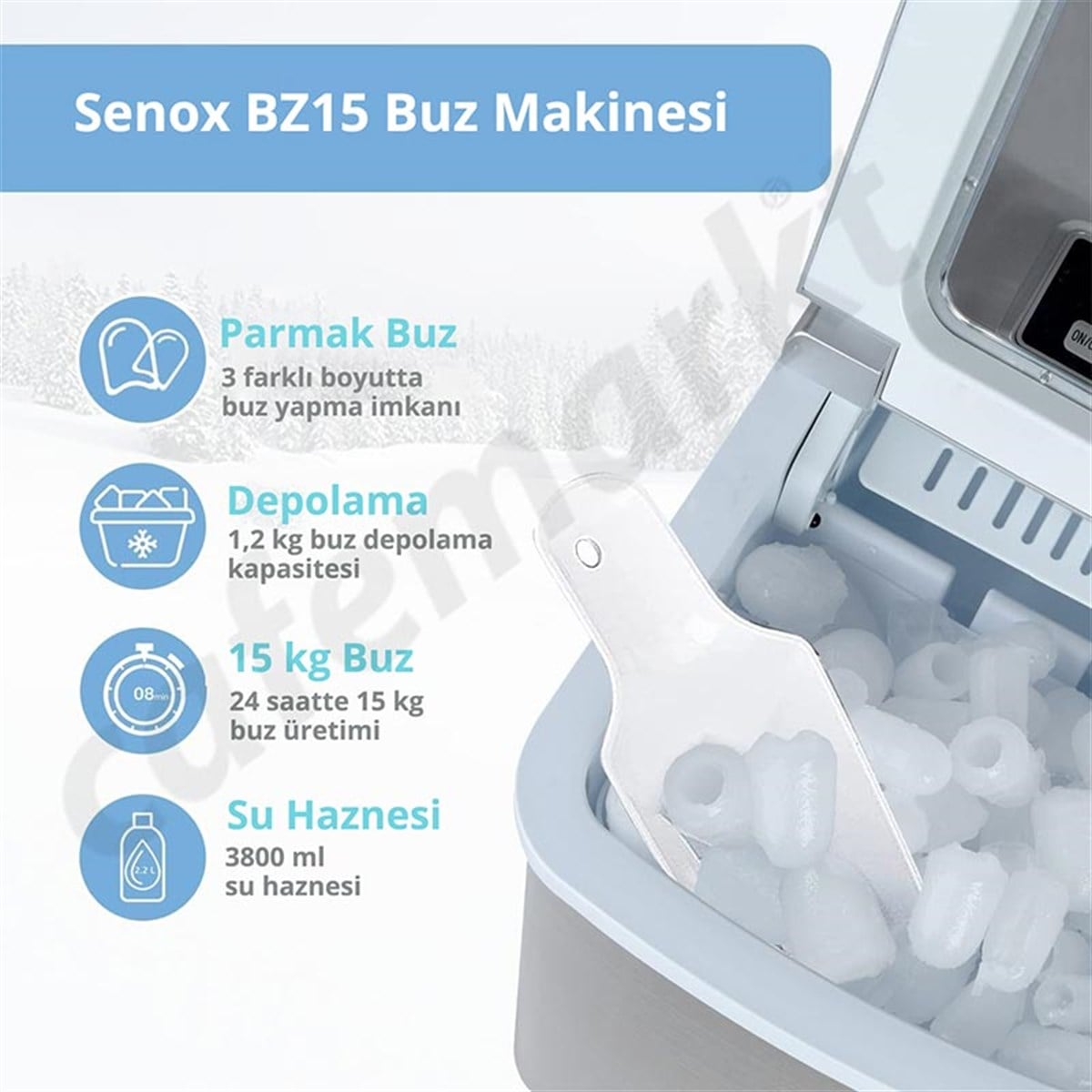 Şenox BZ15 Buz Makinesi 15 kg/gün Kapasiteli