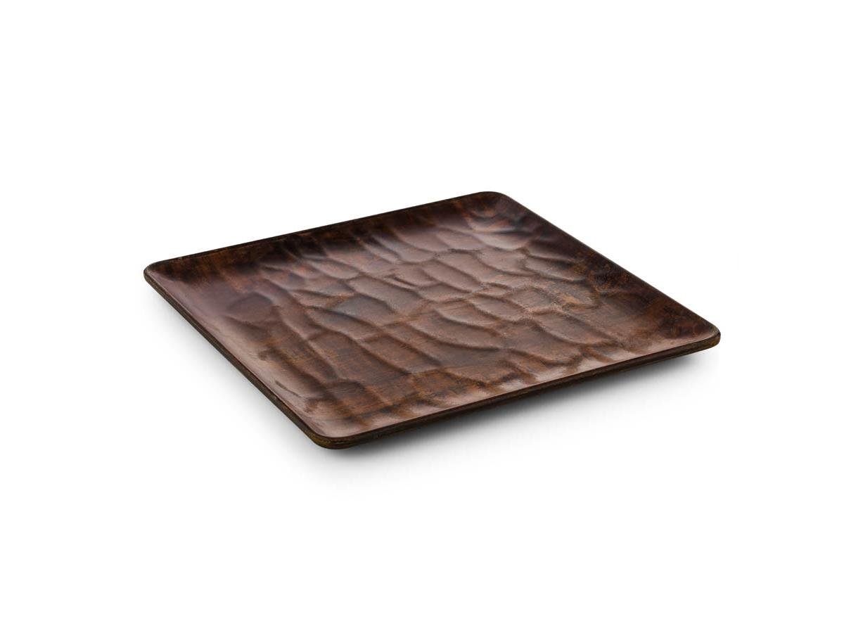 Tria Hibrit Ahşap Rölyefli Kare Servis Tabağı 18*18 cm