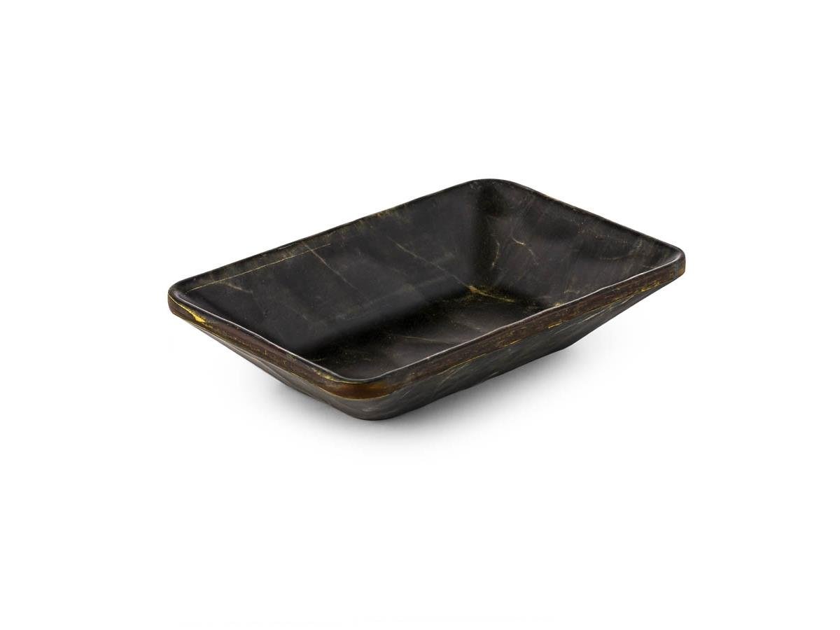 Tria Hibrit Ahşap Rölyefli Köşeli Kayık Tabak 11,7*8,4 cm