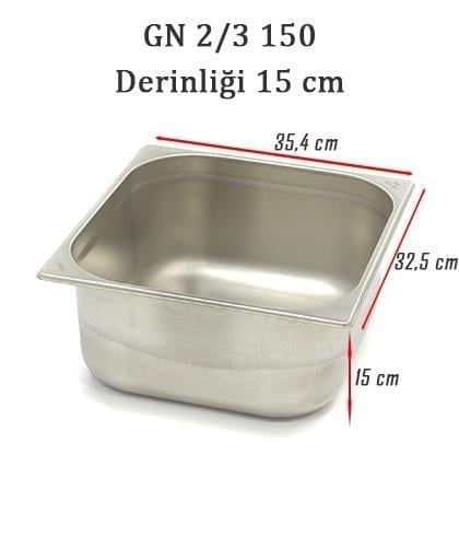 Üret Çelik 2/3 - 150 mm Gastronom Küvet (35.4 x 32.5 x 15 cm) 13 lt 