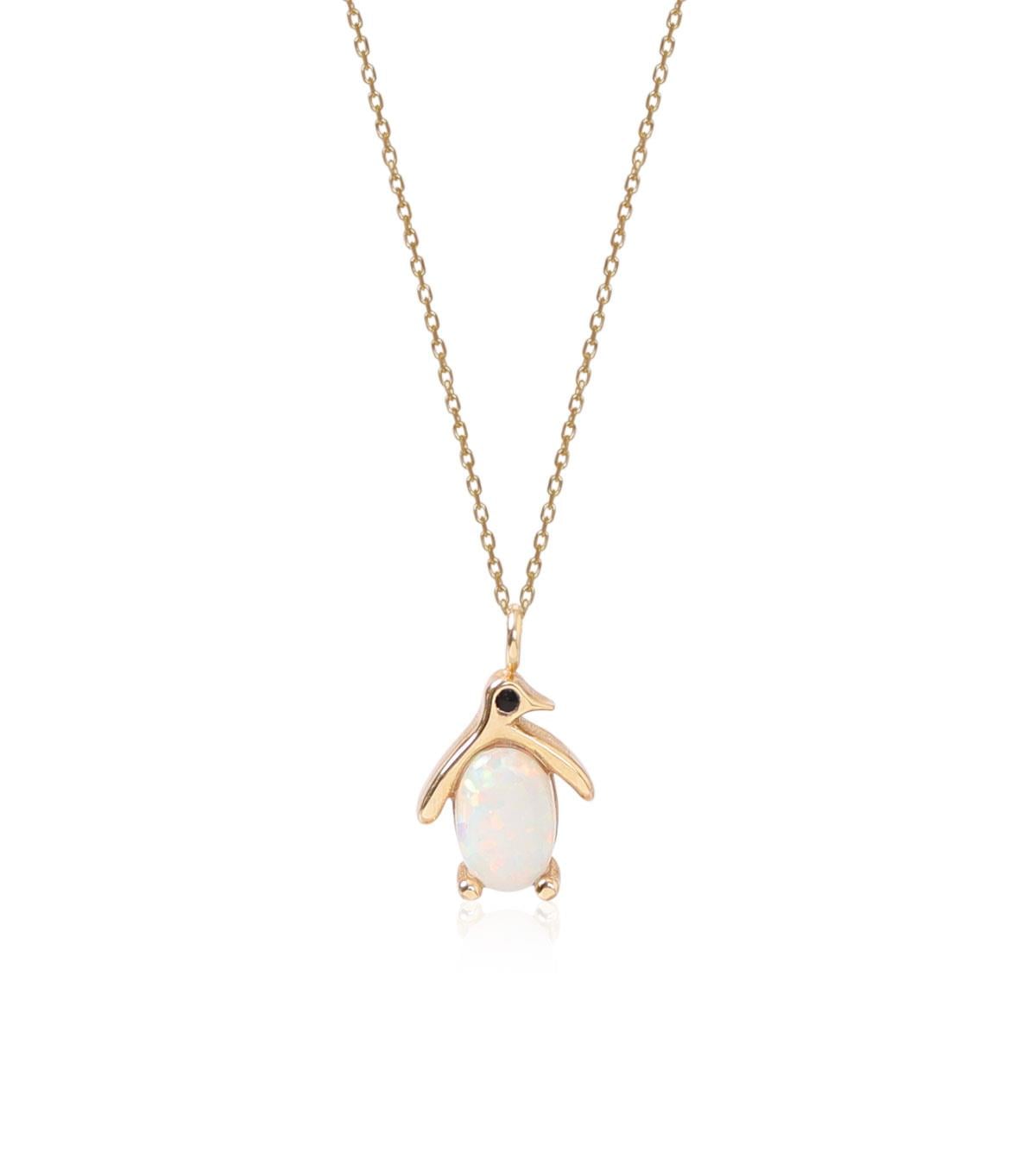 Opal Taşlı Penguen Kolye