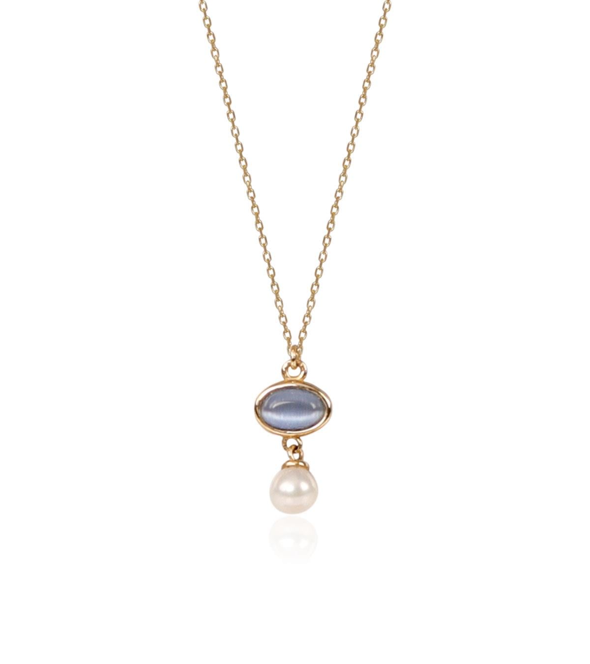 İncili Mavi Opal Kolye