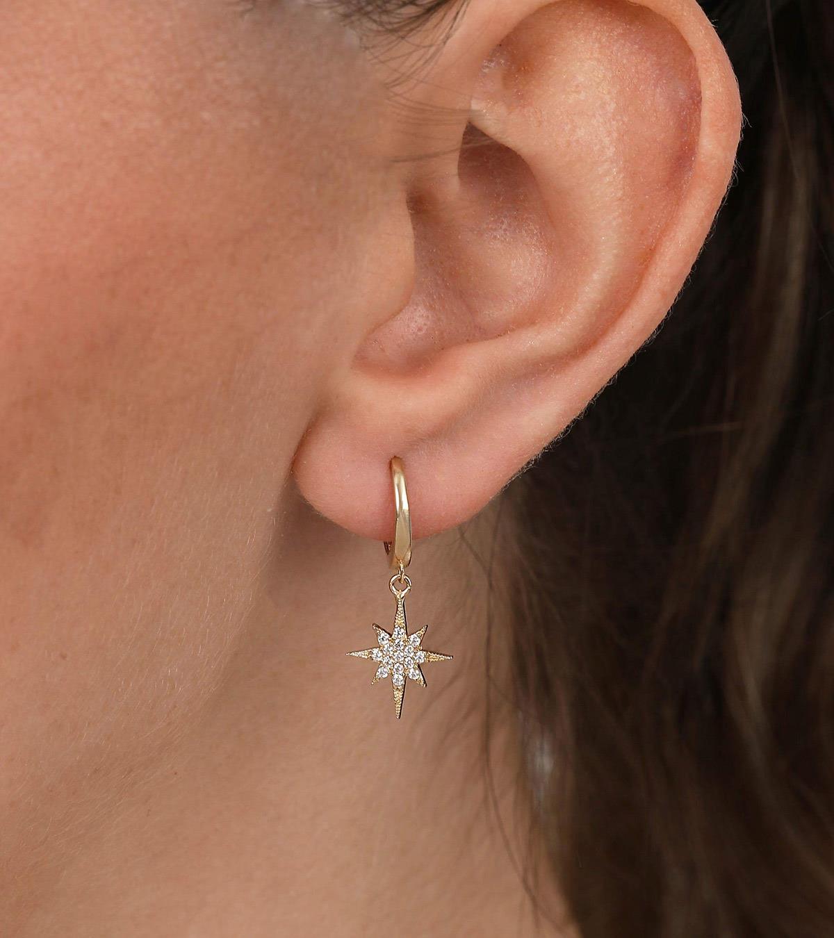 Taşlı Kutup Yıldızı Küpe