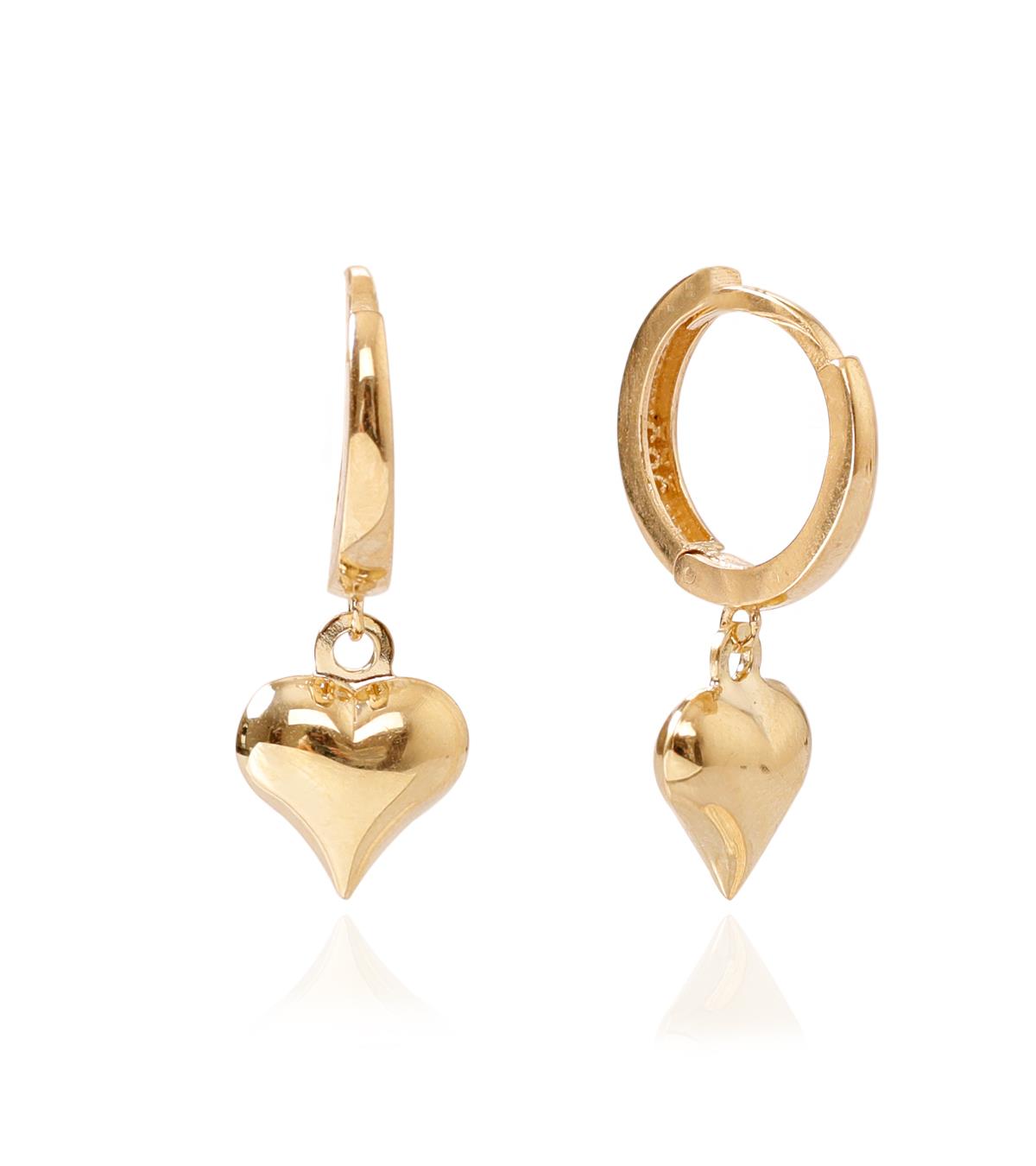 Bombeli Kalp Sallantılı Küpe