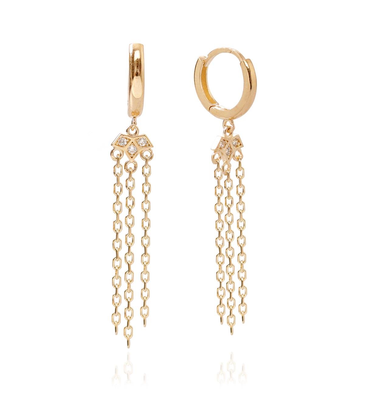 Zincir Sallantılı Nilüfer Küpe