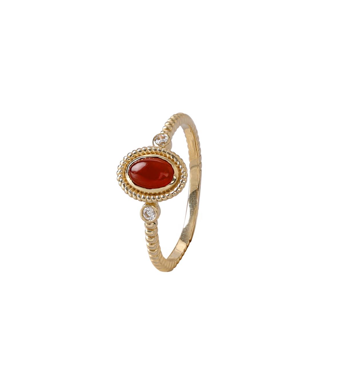 Bordo Taşlı Vintage Yüzük
