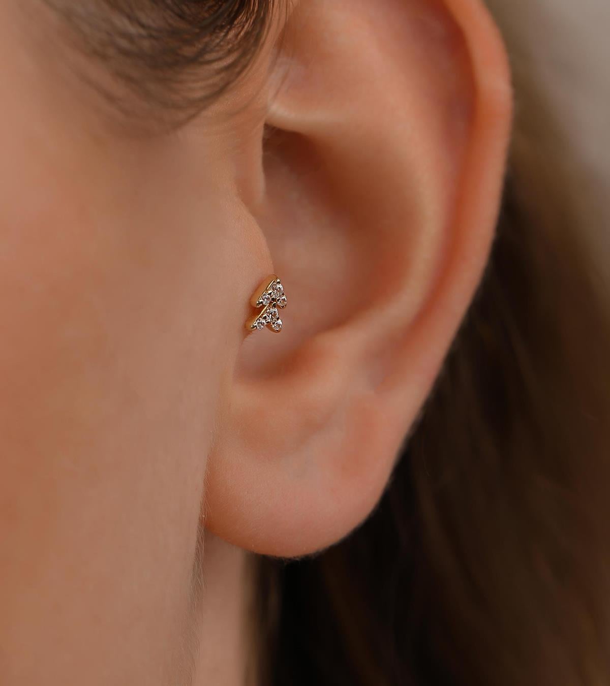 Taşlı Çift Ok Piercing (Tragus)