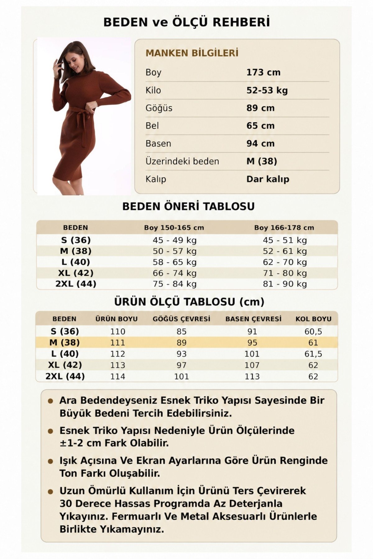 Bisiklet Yaka Fitilli Triko Elbise 4080 Taba