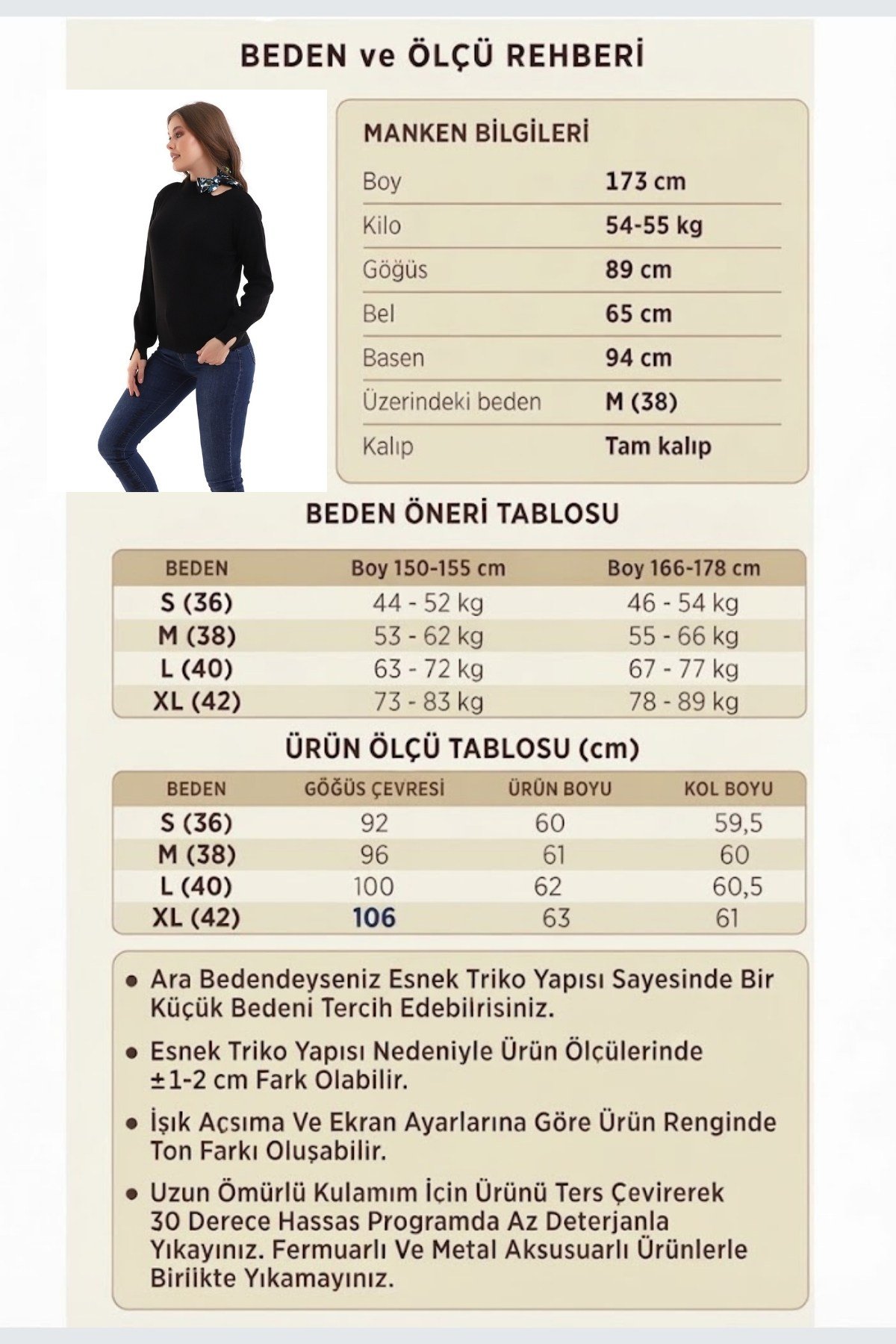 Bisiklet Yaka Fularlı Triko Kazak Triko Bluz 1100 Siyah