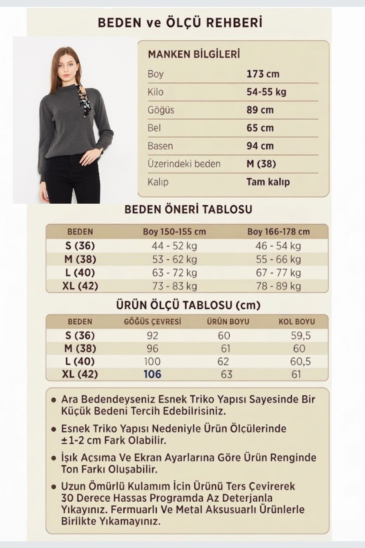 Bisiklet Yaka Fularlı Triko Kazak Triko Bluz 1100 Antrasit