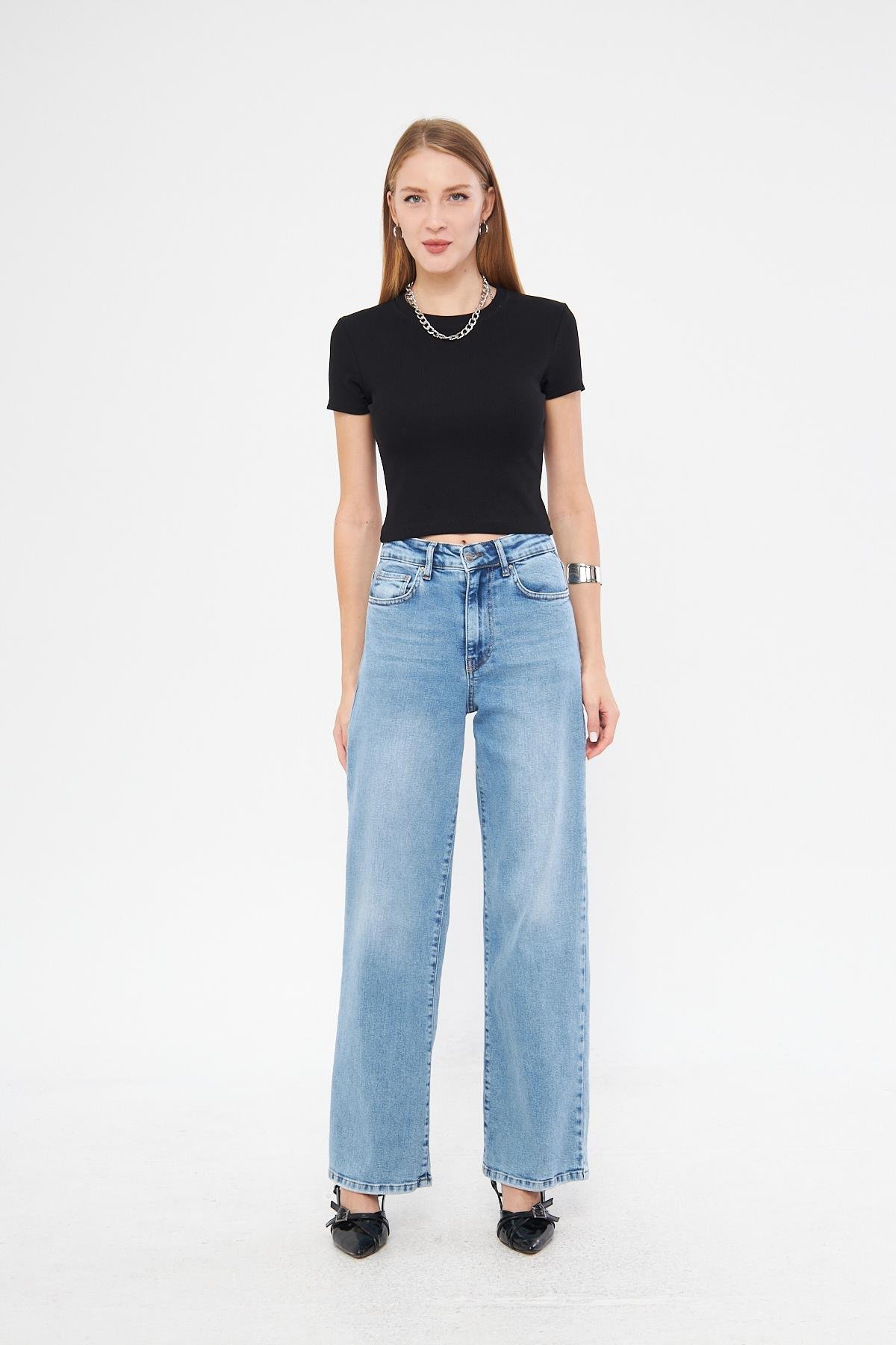 Bisiklet Yaka Kısa Kol Badi Crop Coton Body 4020