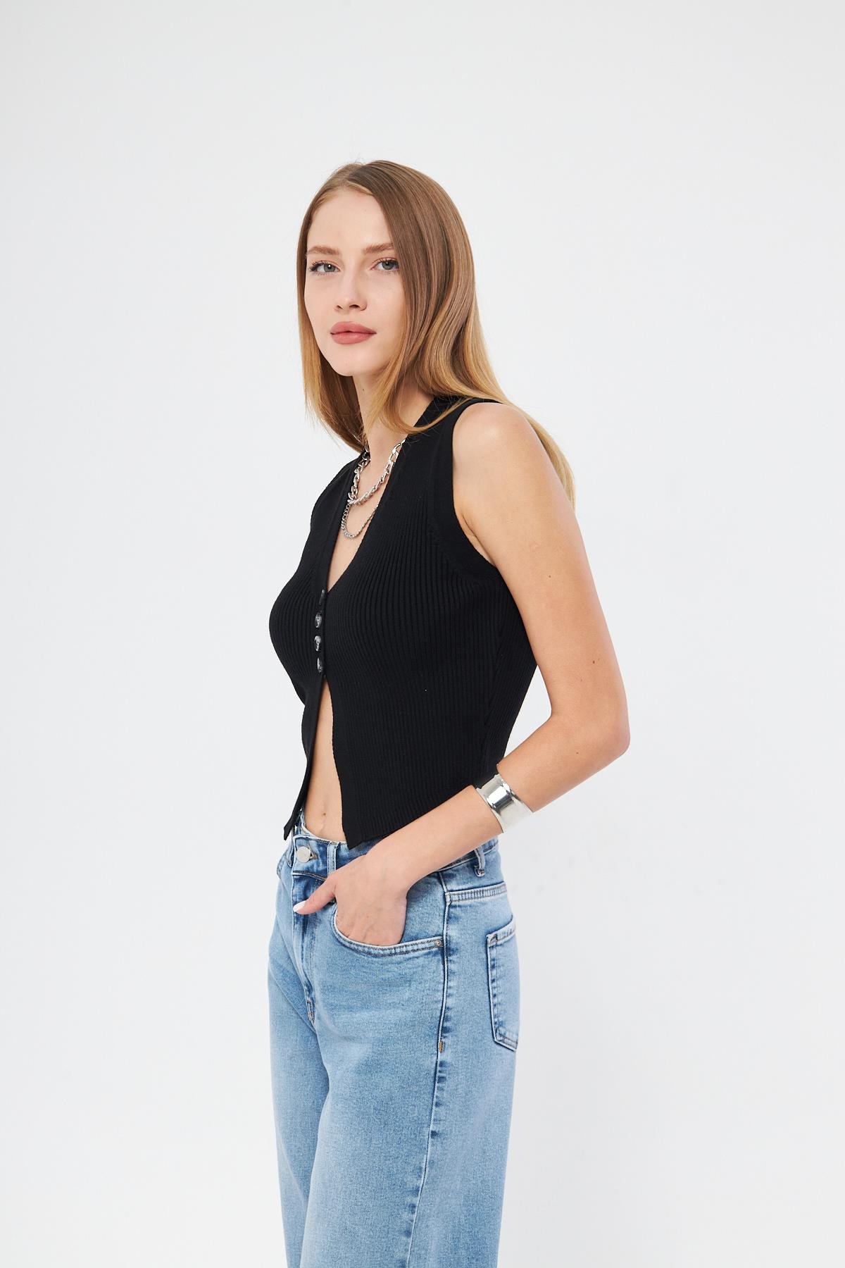 Fitilli Yelek Kadın Bluz Y3107