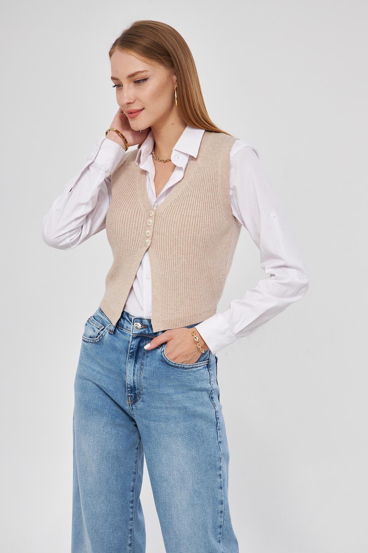 Fitilli Yelek Kadın Bluz Y3107