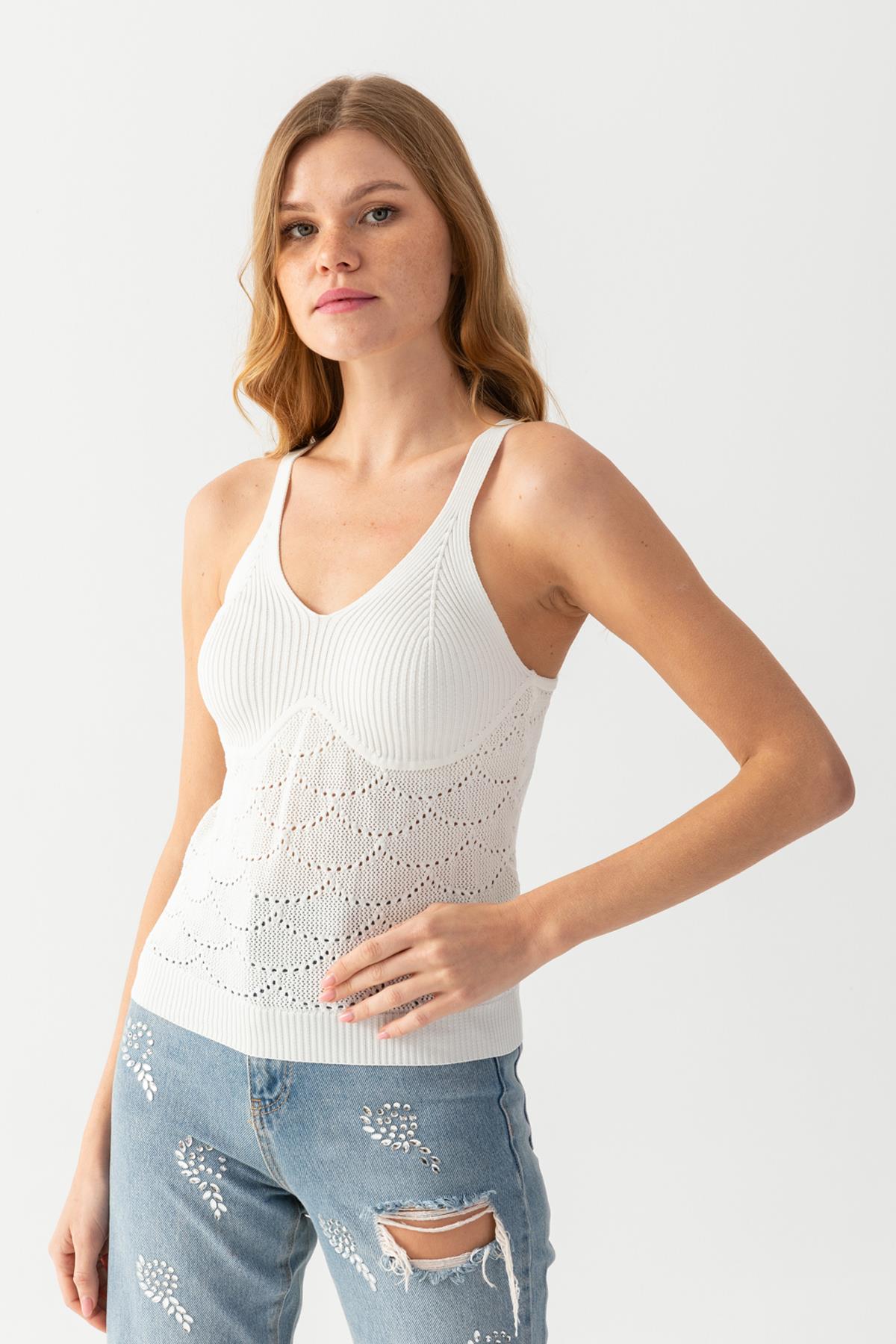 Halter Yaka Delikli Triko Atlet Kadın Atlet