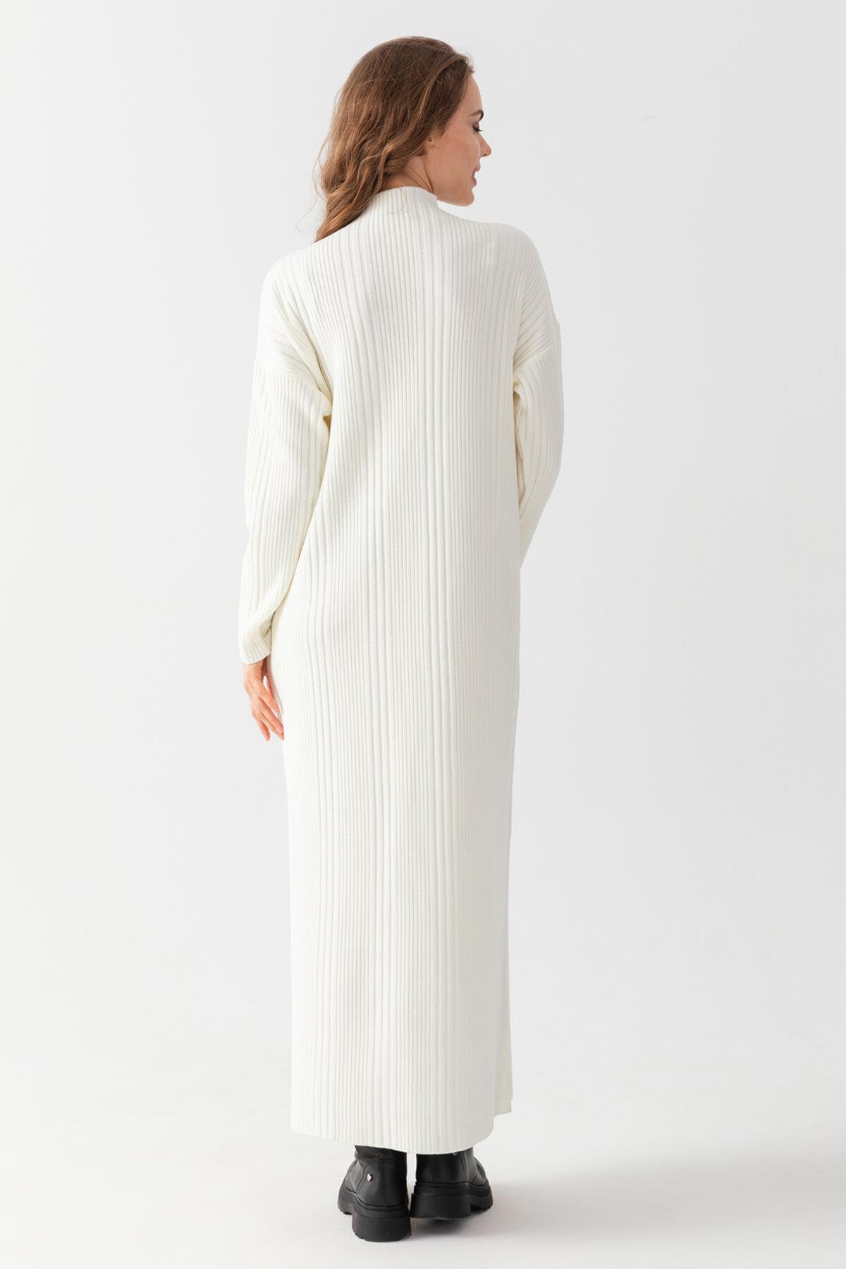 Irmak Kerekli Kadın Fitilli Oversize Elbise, Kadın Elbise,Triko Elbise, Oversize Elbise, Uzun Elbise, Ekru