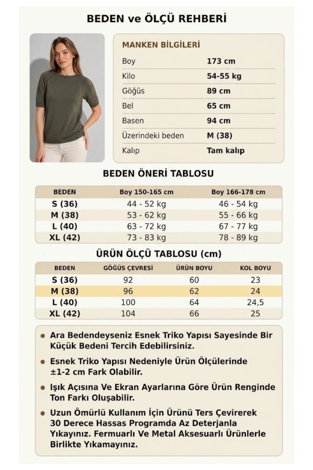 Kadın Bisiklet Yaka Kısa Kollu Ajur Detaylı Triko Bluz 1550 Haki