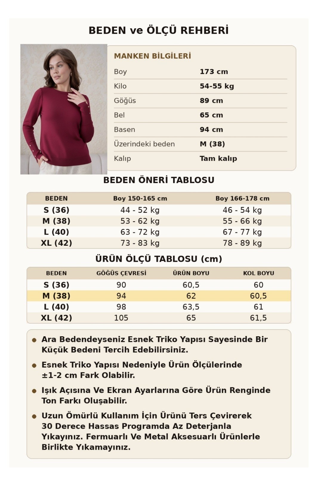 Kadın Bisiklet Yaka Kolu Çıtçıtlı Triko Kazak 1060 Bordo