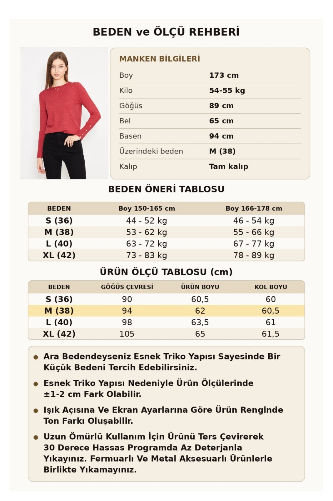 Kadın Bisiklet Yaka Kolu Çıtçıtlı Triko Kazak 1060 Kırmızı