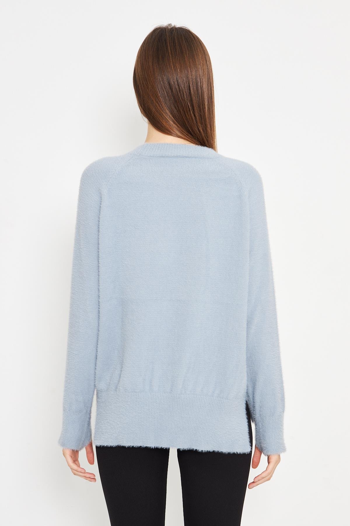 Kadın Bisiklet Yaka Yumoş Oversize Triko Kazak 241205