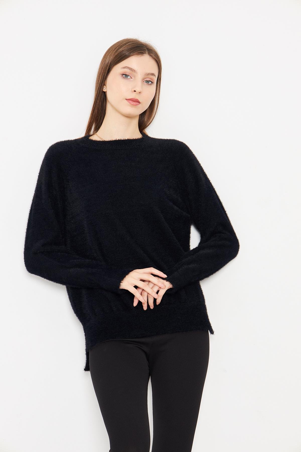 Kadın Bisiklet Yaka Yumoş Oversize Triko Kazak 241205