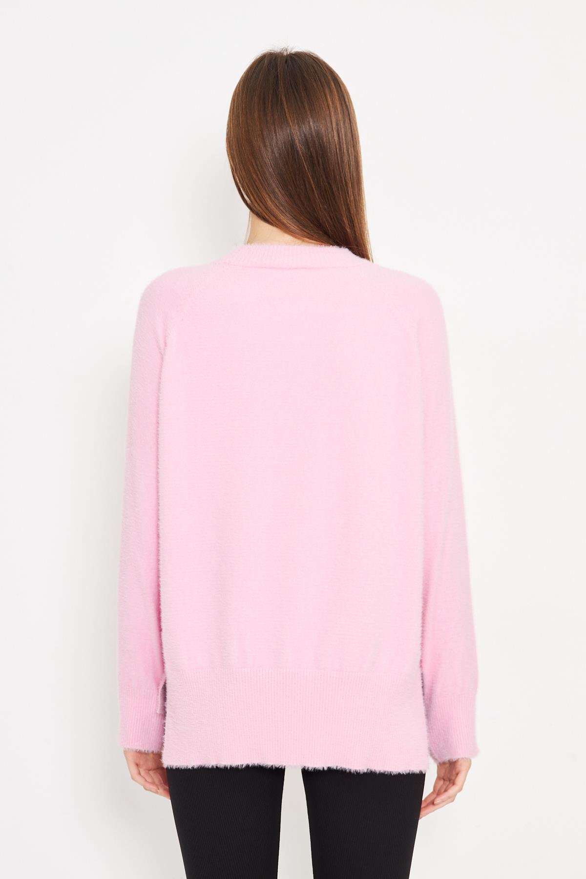 Kadın Bisiklet Yaka Yumoş Oversize Triko Kazak 241205