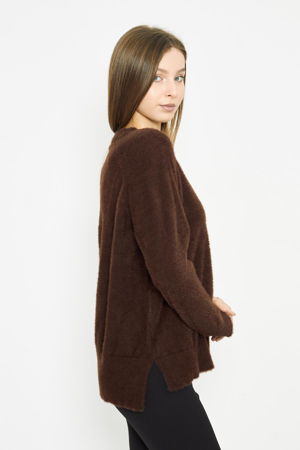 Kadın Bisiklet Yaka Yumoş Oversize Triko Kazak 241205