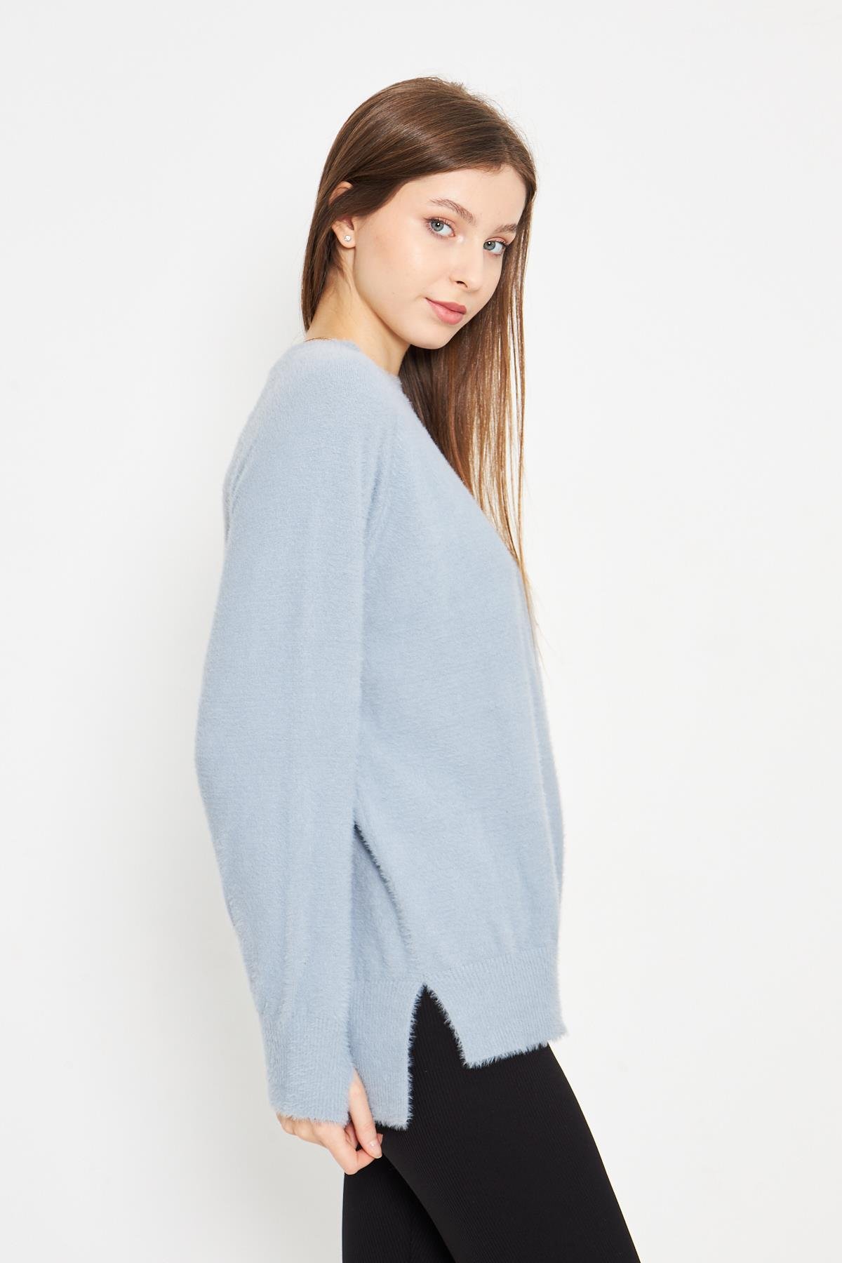 Kadın Bisiklet Yaka Yumoş Oversize Triko Kazak 241205