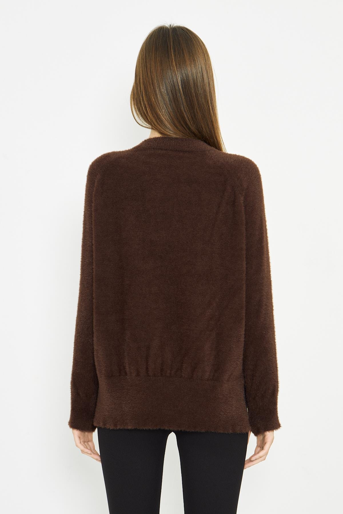 Kadın Bisiklet Yaka Yumoş Oversize Triko Kazak 241205