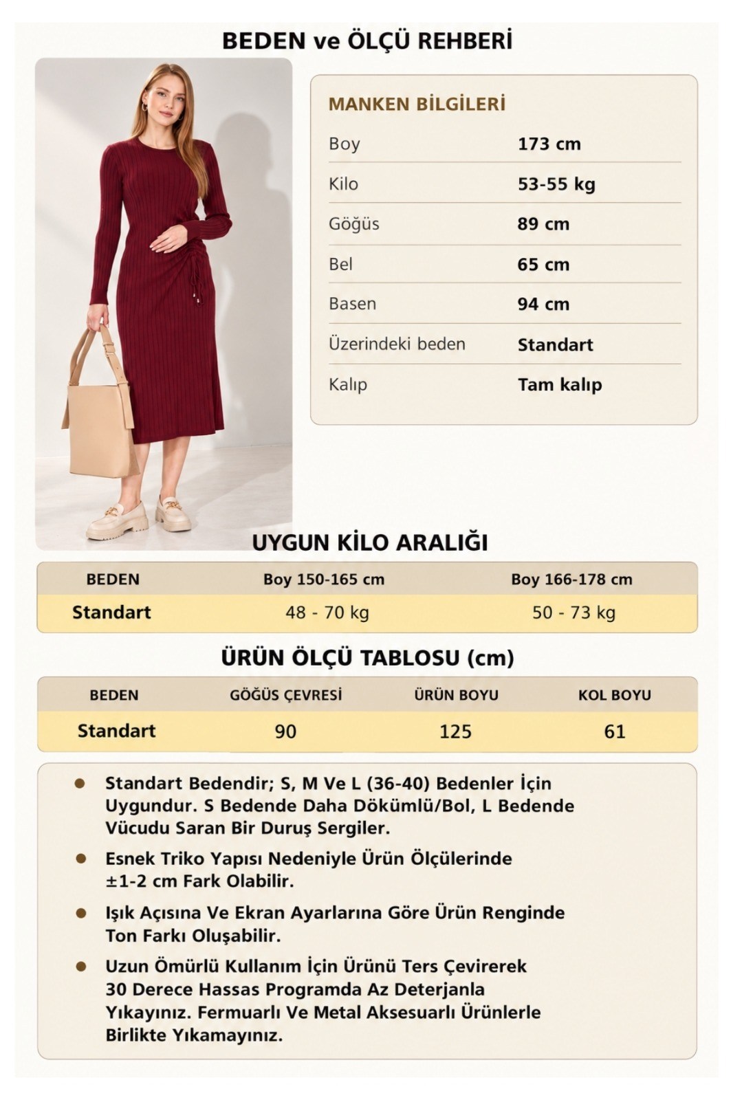 Kadın Büzgülü Fitilli Triko Elbise 29104 Bordo