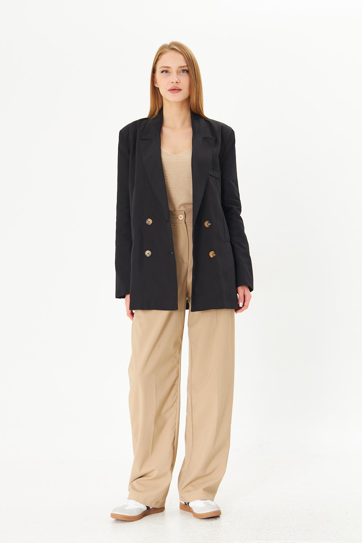 Kadın Düğmeli Oversize Blazer Ceket  2025-T0103