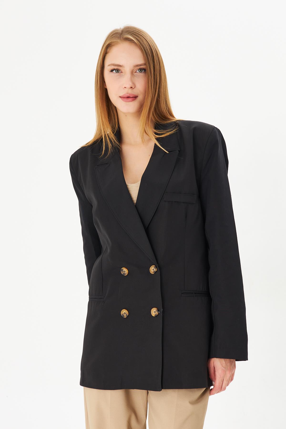 Kadın Düğmeli Oversize Blazer Ceket  2025-T0103
