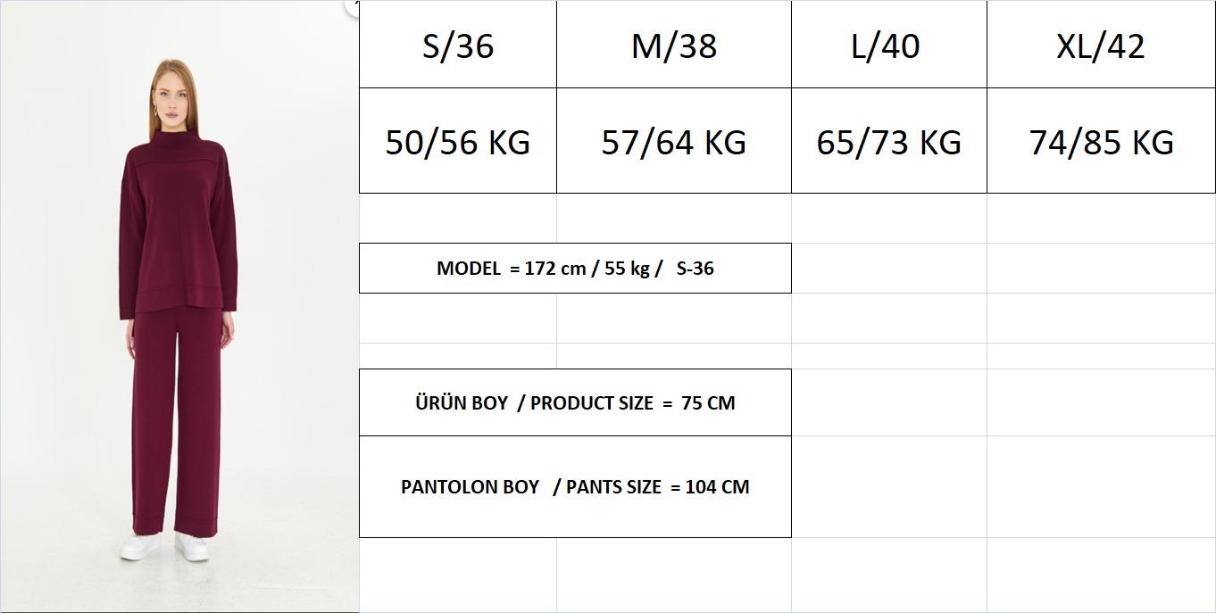 Kadın  Düz Oversize Alt Üst Takım 1308