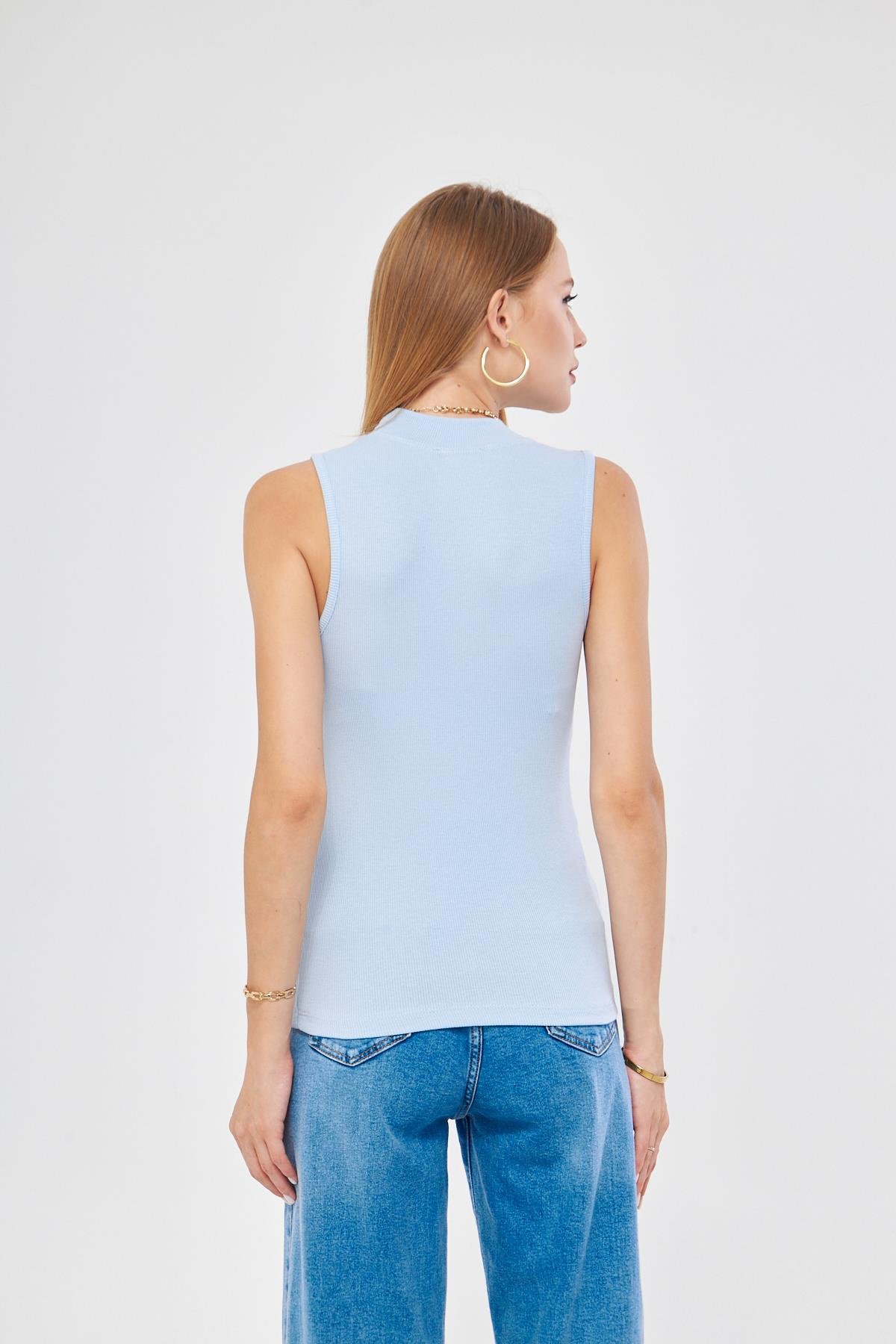 Kadın Sıfır Kol Fitilli Badi Coton Body 6027