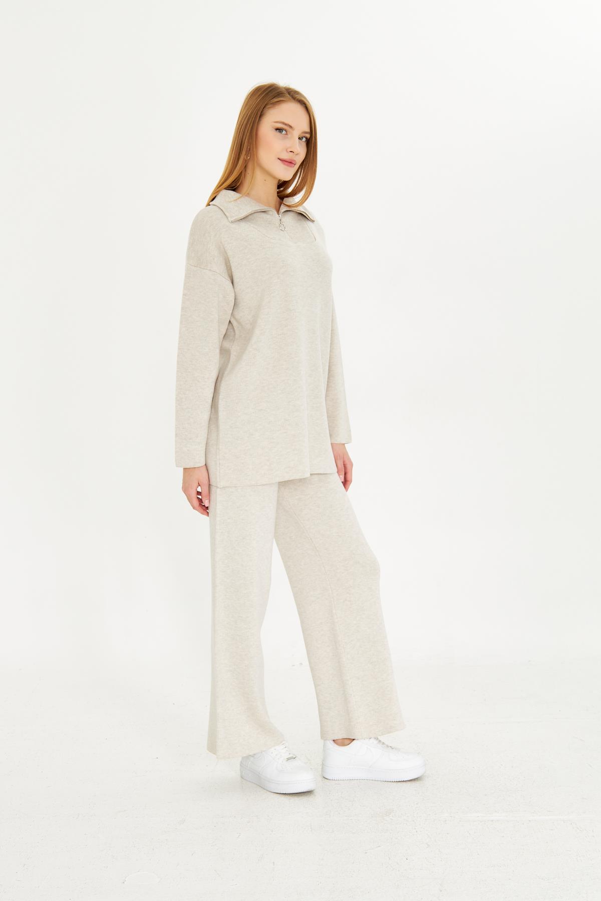 Oversize Fermuarlı Triko Alt Üst Takım 1805