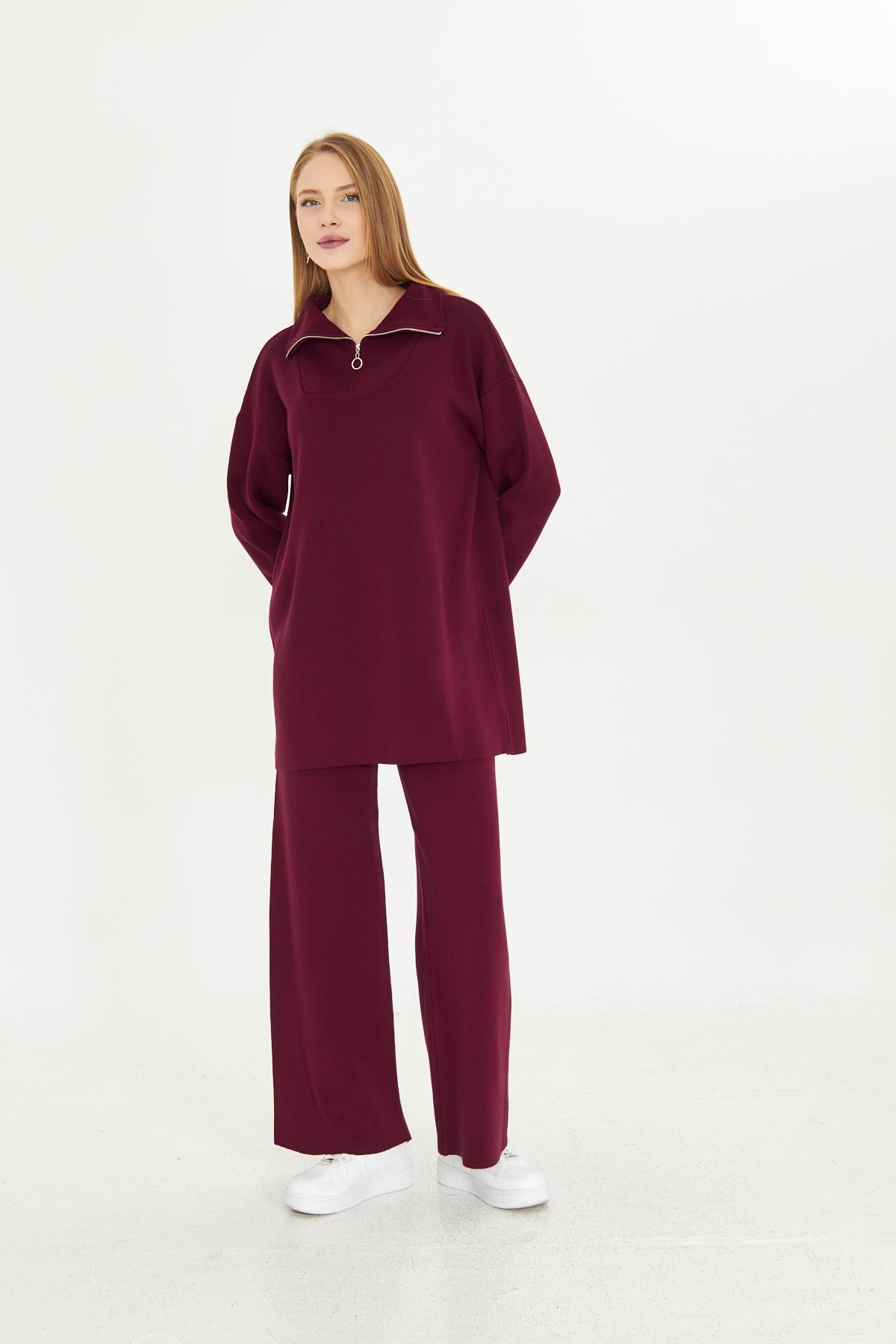 Oversize Fermuarlı Triko Alt Üst Takım 1805
