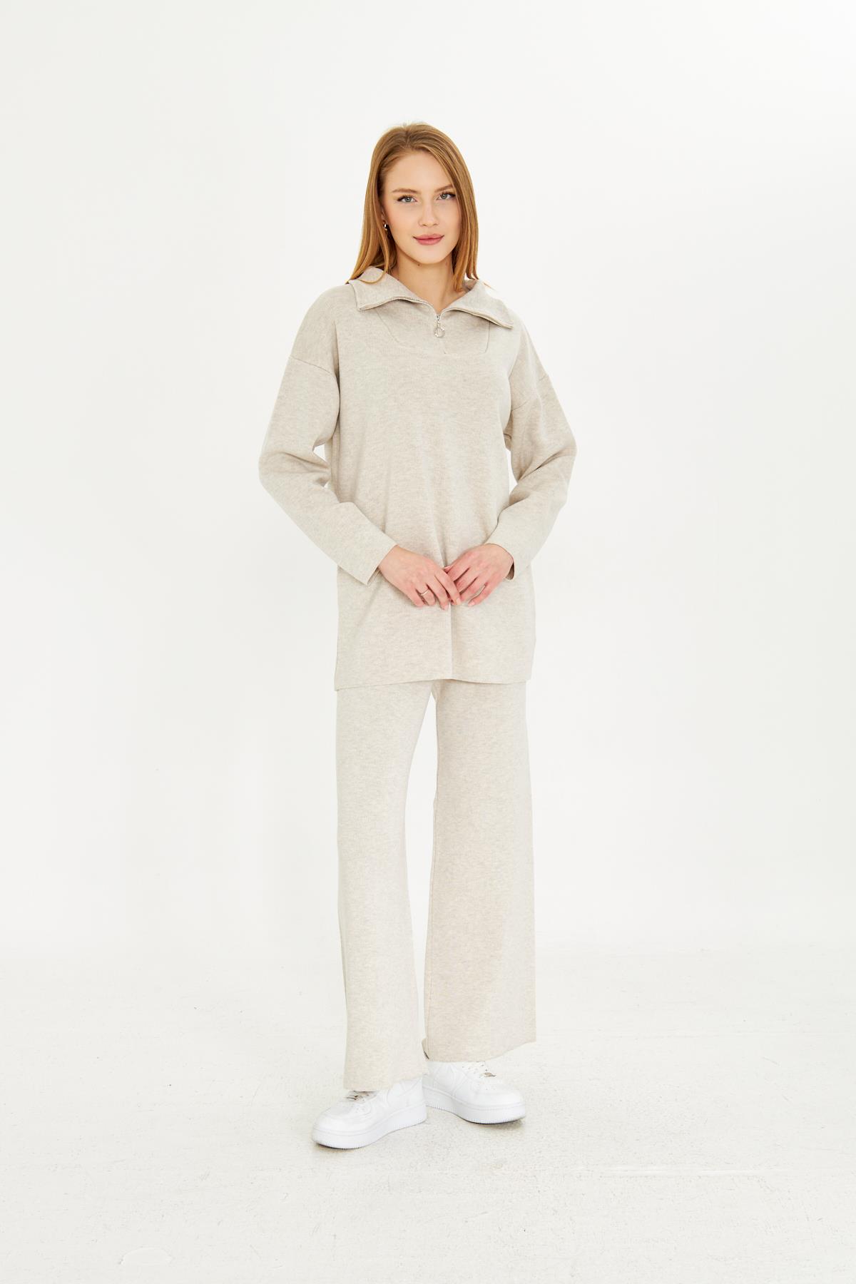 Oversize Fermuarlı Triko Alt Üst Takım 1805