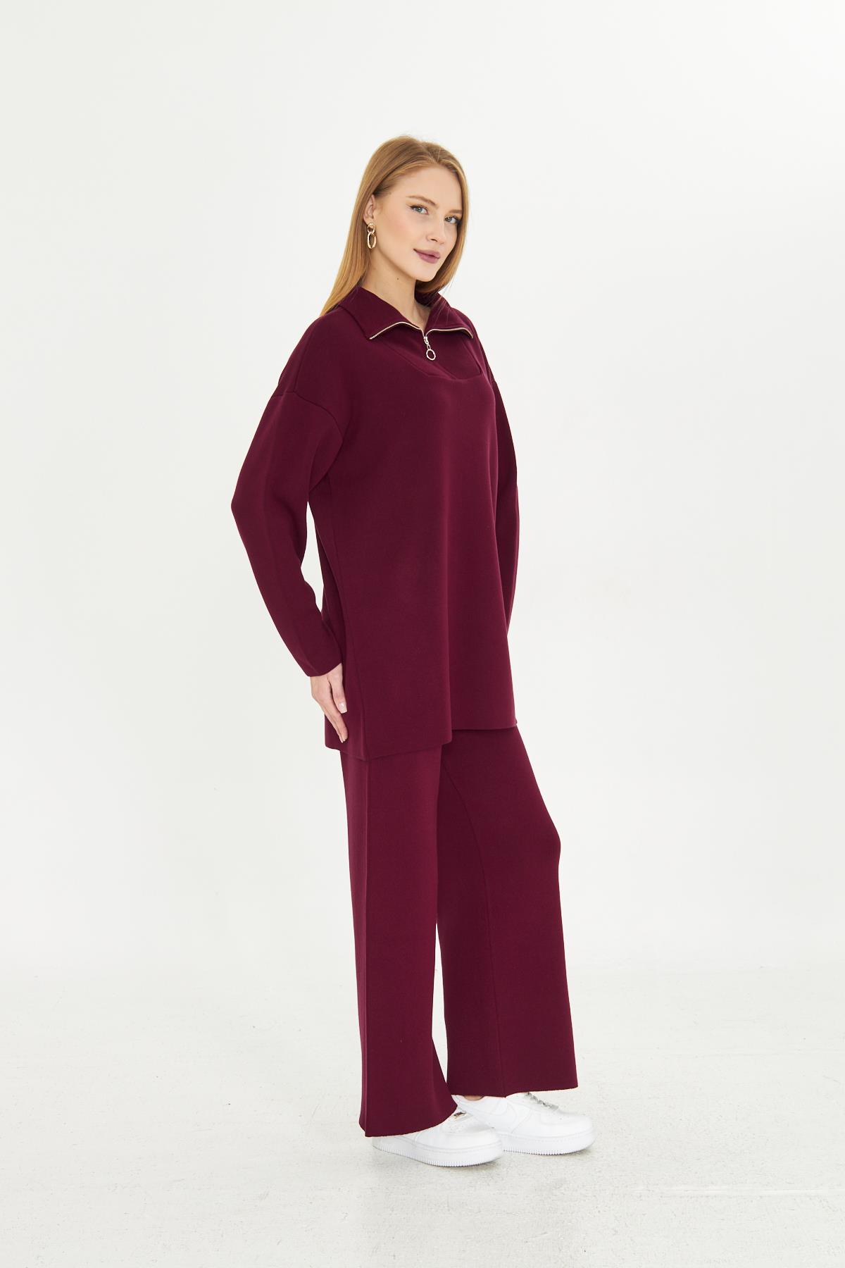 Oversize Fermuarlı Triko Alt Üst Takım 1805