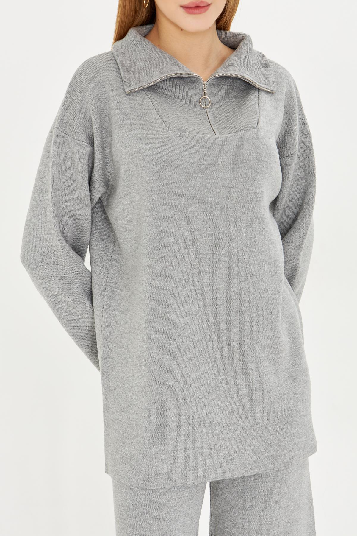 Oversize Fermuarlı Triko Alt Üst Takım 1805