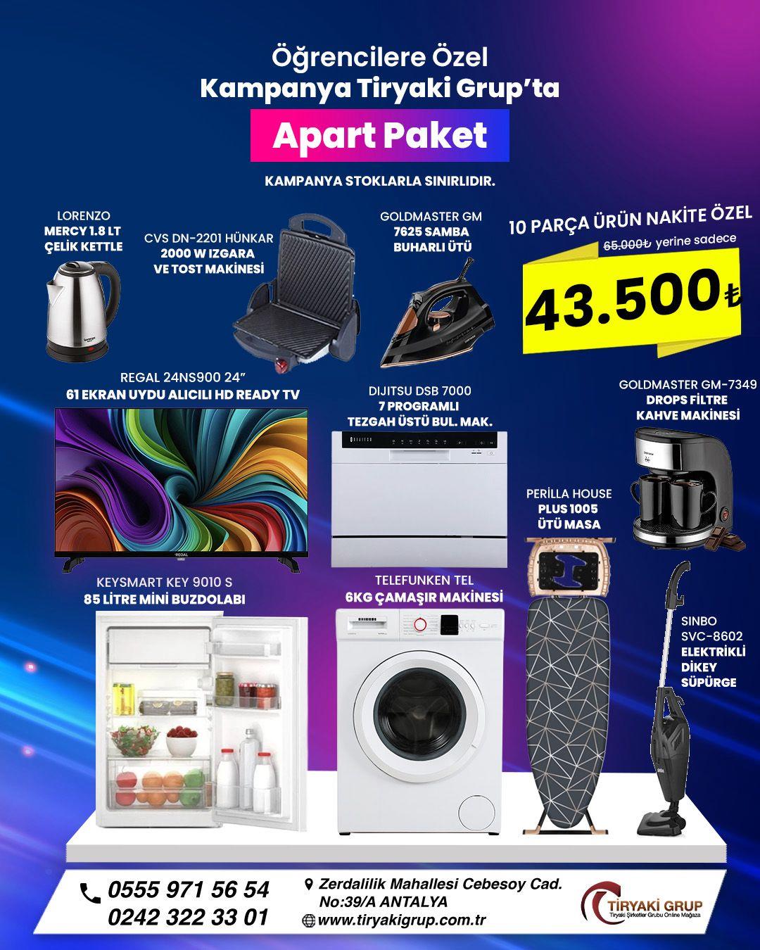 Antalya Apart Yazlıkçı Beyaz Eşya Paketi 