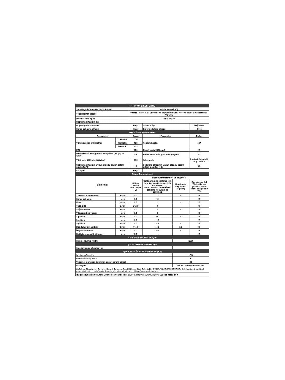 Regal Nfk 42720 427 Lt No Frost Kombi Buzdolabı