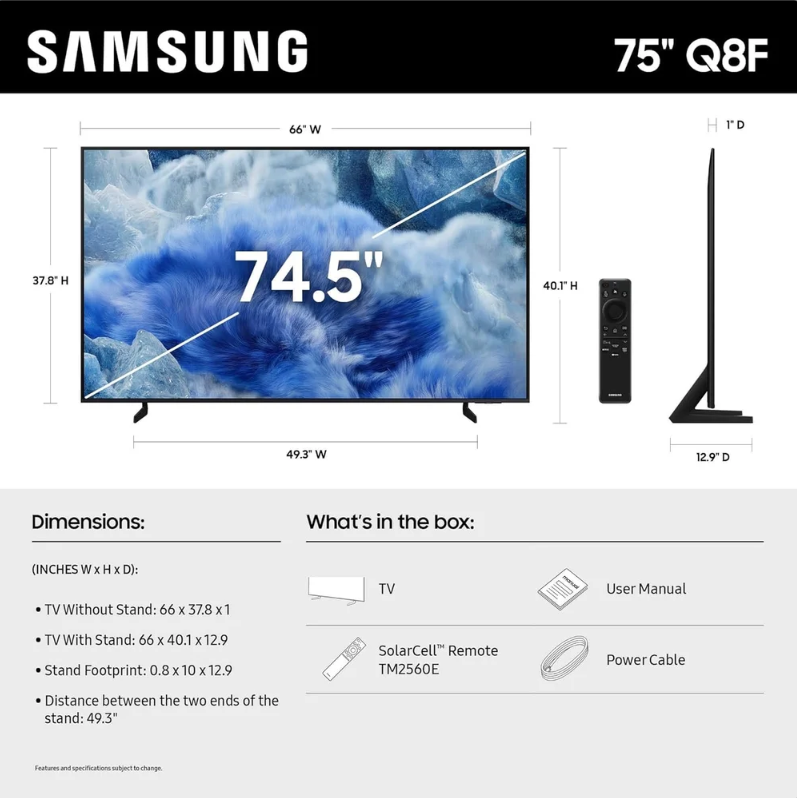 Samsung 75Q8FA 75 inç 189 Ekran 4K Ultra HD Tizen QLED TV