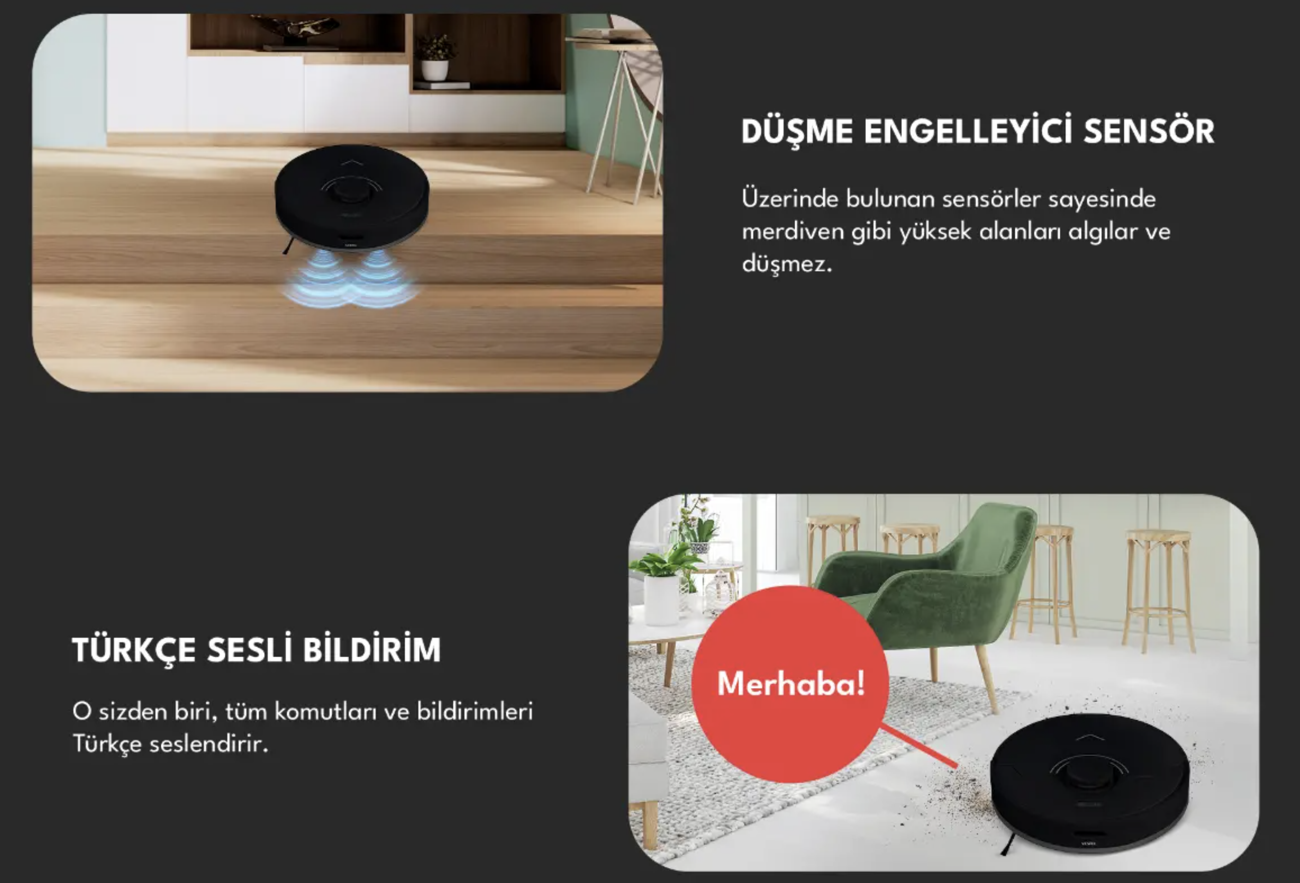 Vestel V-Bot Pro B Beyaz Akıllı Robot Süpürge Mop