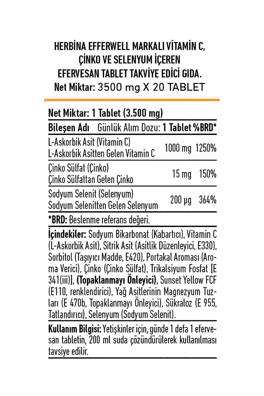 Herbina Efferwell Vitamin C Sandoz 1000 Mg 20 Tablet